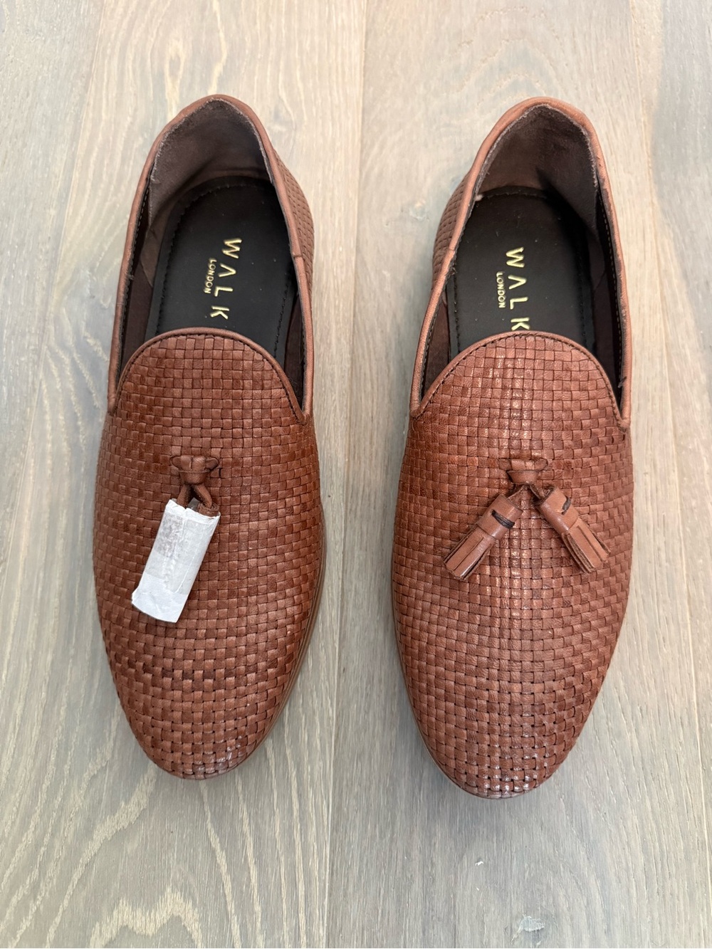 Walk London Men’s Brown Woven Leather Tassel Loafers